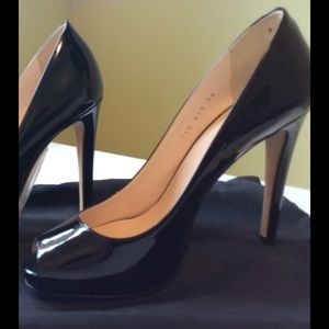 Women's Armani Black Patent Leather Shoes, Size 8